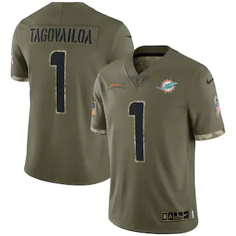 mens nike tua tagovailoa olive miami dolphins 2022 salute t